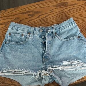 Levi's Light Blue Distressed Jean Shorts